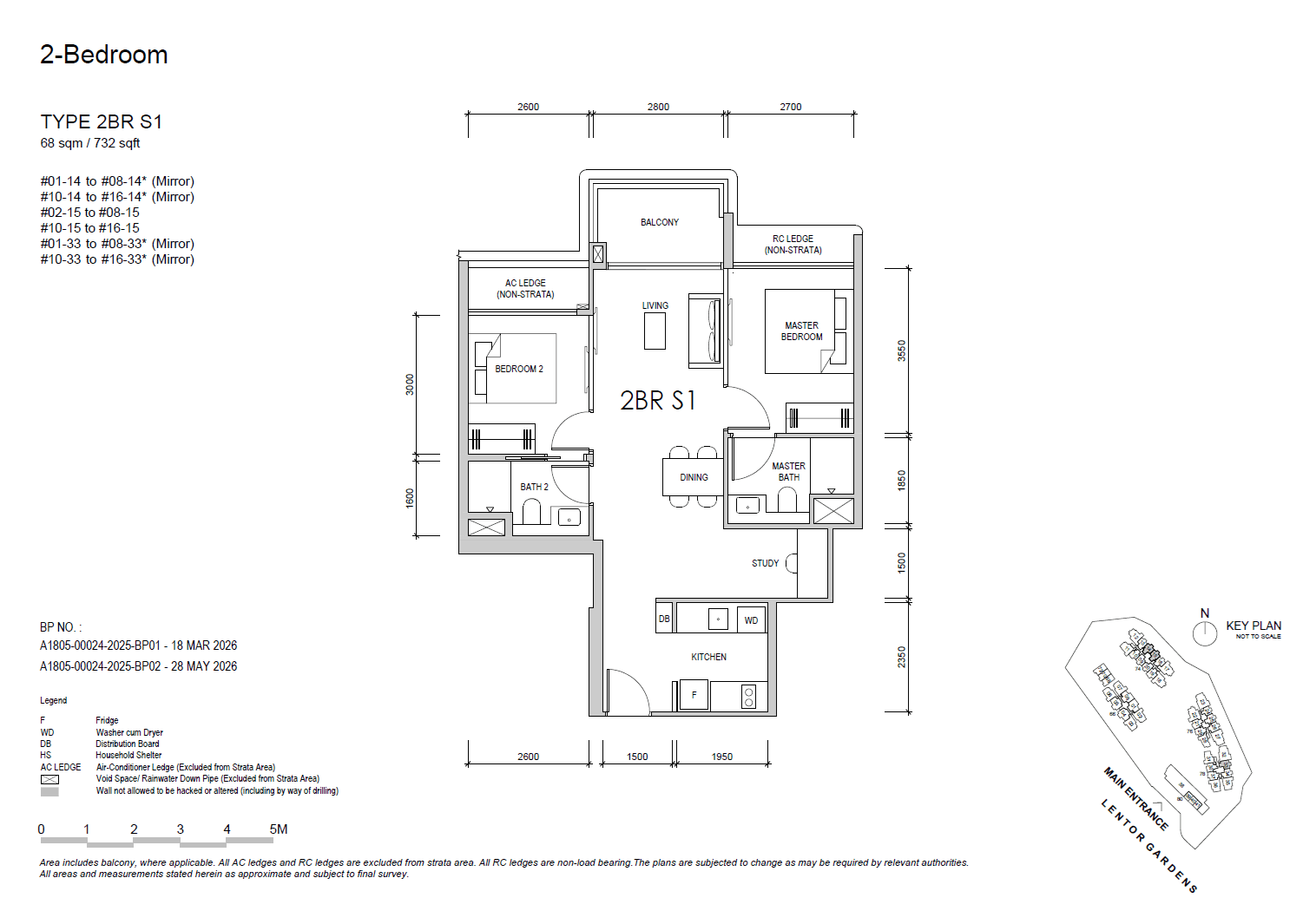 2 Bedroom + Study 1